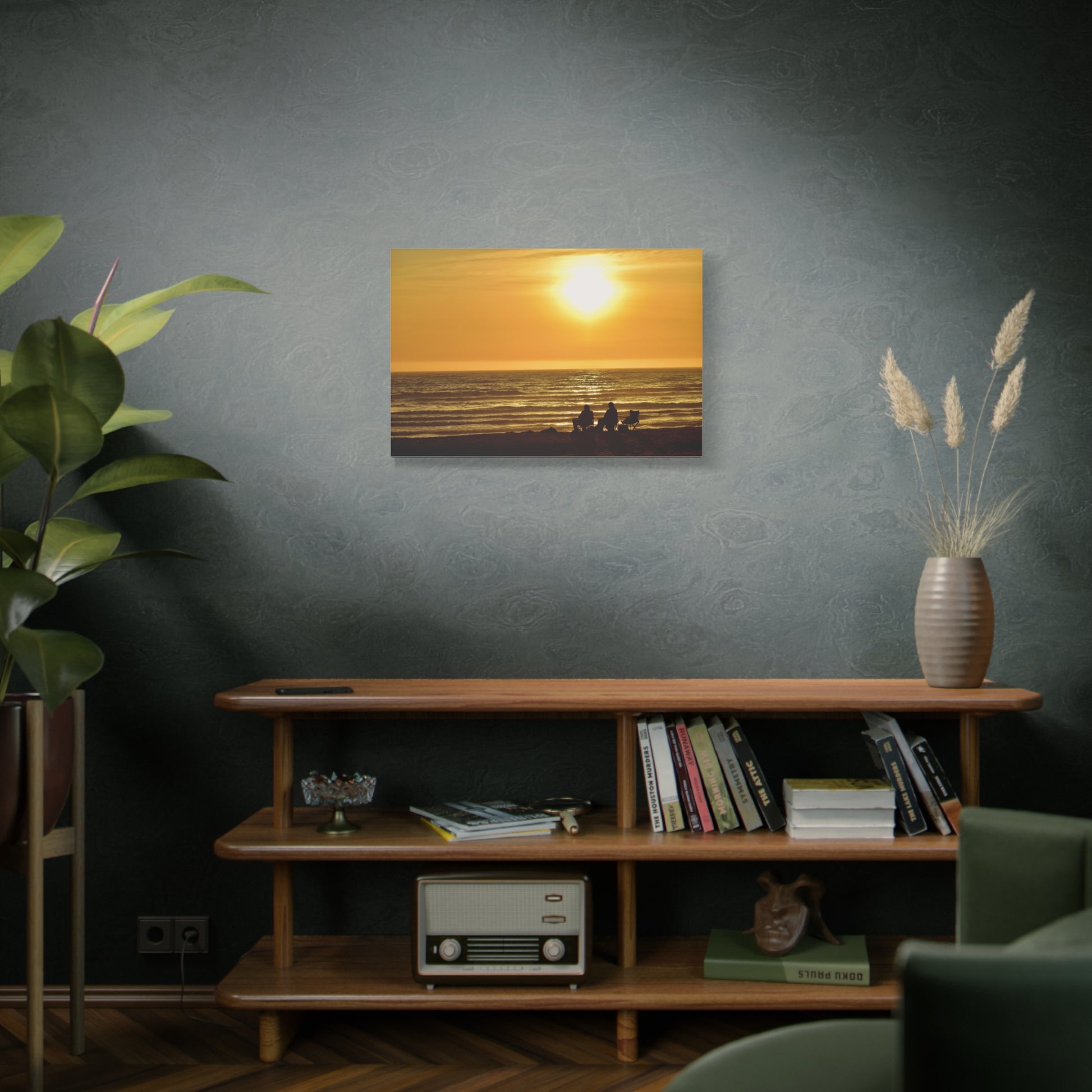 Golden Pismo Beach sunset canvas print over the ocean, original photography by Keith Cutrone